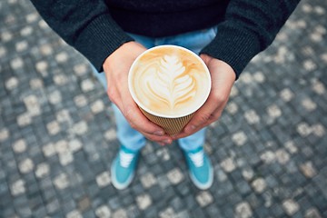 Image showing Morning coffee on the city street