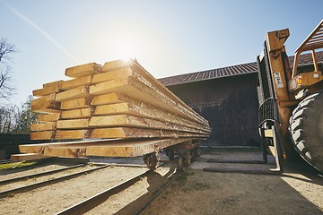 Image showing Sawmill at the sunrise