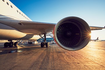 Image showing Amazing sunset at the airport