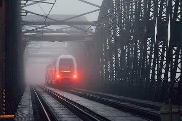 Image showing Train on the railway bridge