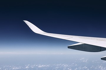 Image showing Wing of modern airplane 