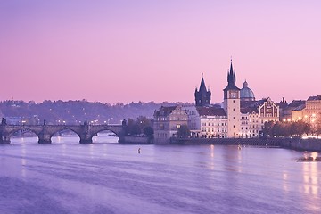 Image showing Prague at colorful sunrise