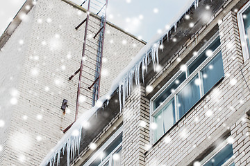 Image showing icicles on building or living house facade