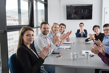 Image showing Group of young people meeting in startup office