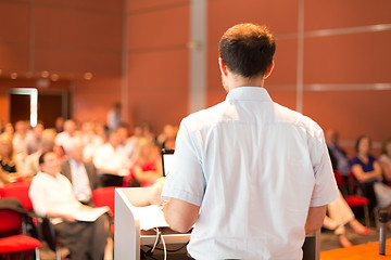 Image showing Academic professor lecturing at the faculty.