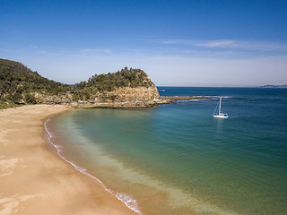 Image showing Luxury yacht moored in beautiful Maitland Bay beach 