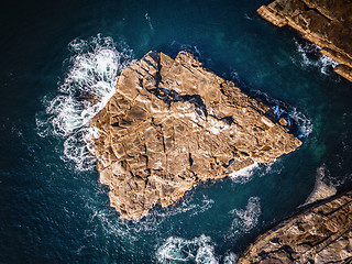 Image showing Avoca beach rock shapes aerial abstract