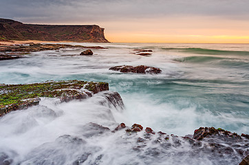 Image showing Waves and waterfalls coastal seascape