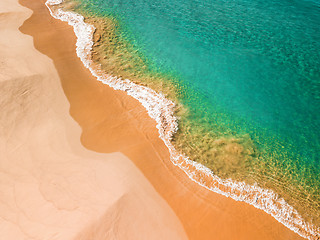 Image showing Beach shorelines, wavy textures ocean blues