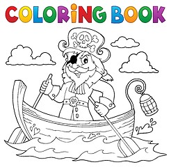 Image showing Coloring book pirate in boat topic 1