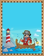 Image showing Pirate in boat topic parchment 1