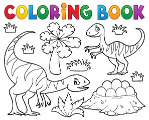 Image showing Coloring book dinosaur subject image 1
