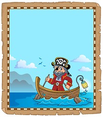 Image showing Pirate in boat topic parchment 2