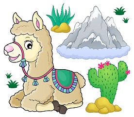 Image showing Llama and nature theme set 1
