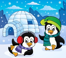 Image showing Igloo with penguins theme 5