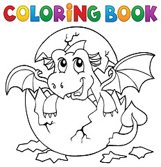 Image showing Coloring book dragon hatching from egg 3