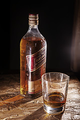 Image showing Johnnie Walker whisky and glass