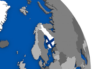 Image showing Finland and its flag on globe