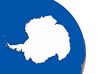 Image showing Antarctica and its flag on globe