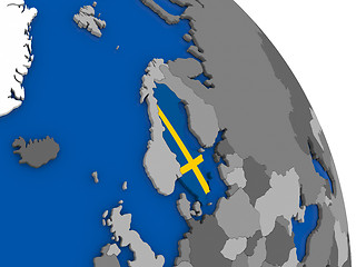 Image showing Sweden and its flag on globe