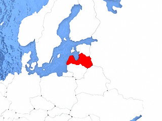 Image showing Latvia on globe