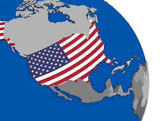 Image showing USA and its flag on globe