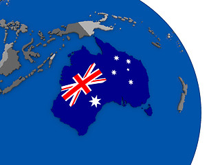 Image showing Australia and its flag on globe