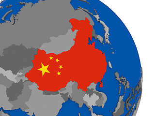 Image showing China and its flag on globe