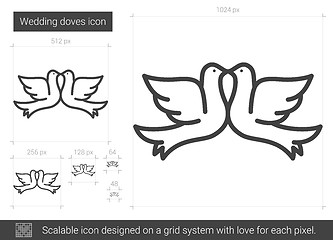 Image showing Wedding doves line icon.