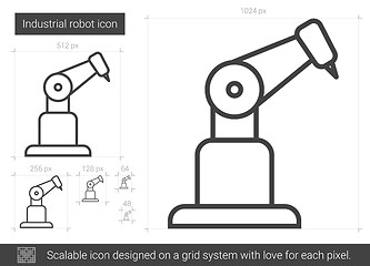 Image showing Industrial robot line icon.