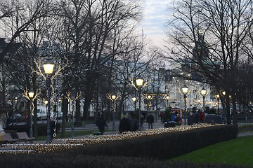 Image showing HELSINKI, FINLAND – DECEMBER6, 2018: Christmas lights on the E