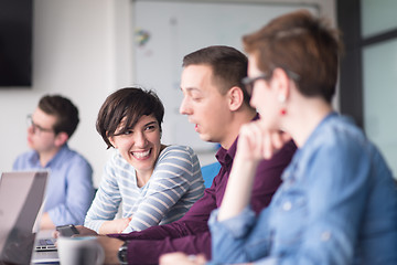 Image showing Group of young people meeting in startup office