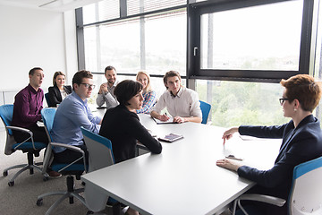 Image showing Group of young people meeting in startup office