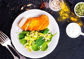 Image showing chicken breast with salad