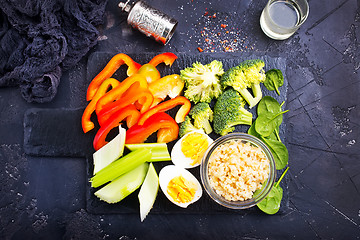 Image showing bulgur with vegetablew and eggs