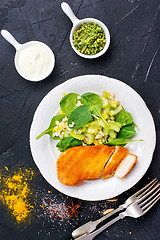 Image showing chicken breast with salad