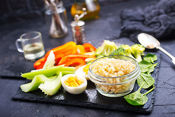 Image showing bulgur with vegetablew and eggs