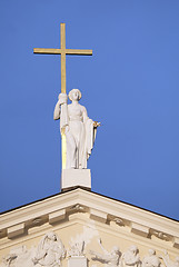 Image showing Statue of St. Helen on St. Stanislaus and St Ladislaus cathedral in Vilnius