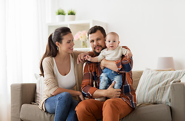 Image showing happy family with baby at home