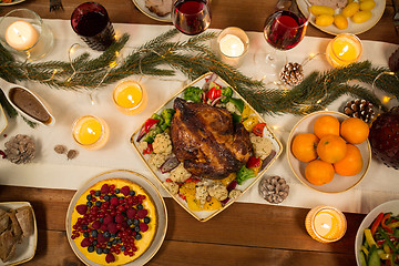 Image showing roast chicken or turkey on christmas table