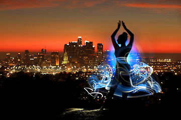 Image showing Colorful Long Exposure Image of a Woman