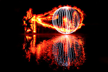 Image showing Night Time Light Painted Imagery With Color and Fire