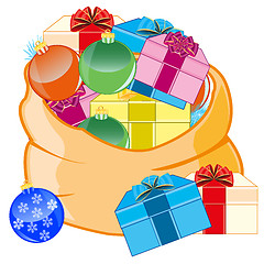 Image showing Bag with toy for fir tree and gift