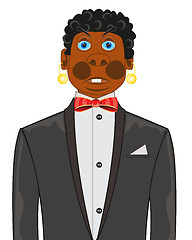 Image showing Dark-skinned man in fashionable suit on white background