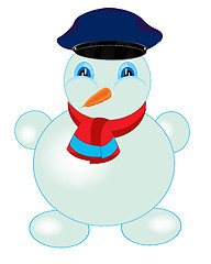 Image showing Vector illustration snowman in service cap and scarf