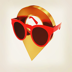 Image showing Glamour map pointer in sunglasses. 3d illustration. Vintage styl