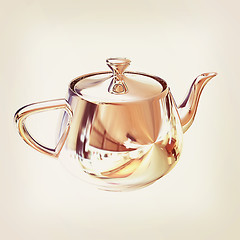 Image showing Chrome Teapot. 3d illustration. Vintage style