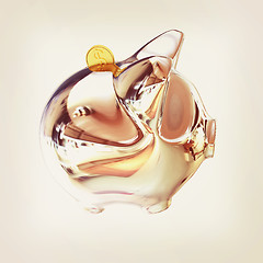 Image showing Piggy in Chrome Symbol for Financial Concepts. 3d illustration. 