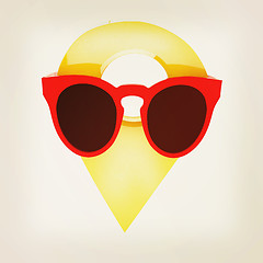 Image showing Glamour map pointer in sunglasses. 3d illustration. Vintage styl