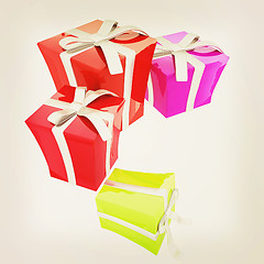 Image showing Gift boxes. 3d illustration. Vintage style